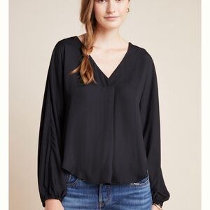 Anthropologie WOMEN’s Oversized relaxed pullover Dolan Black V-Neck Blouse Sz XS